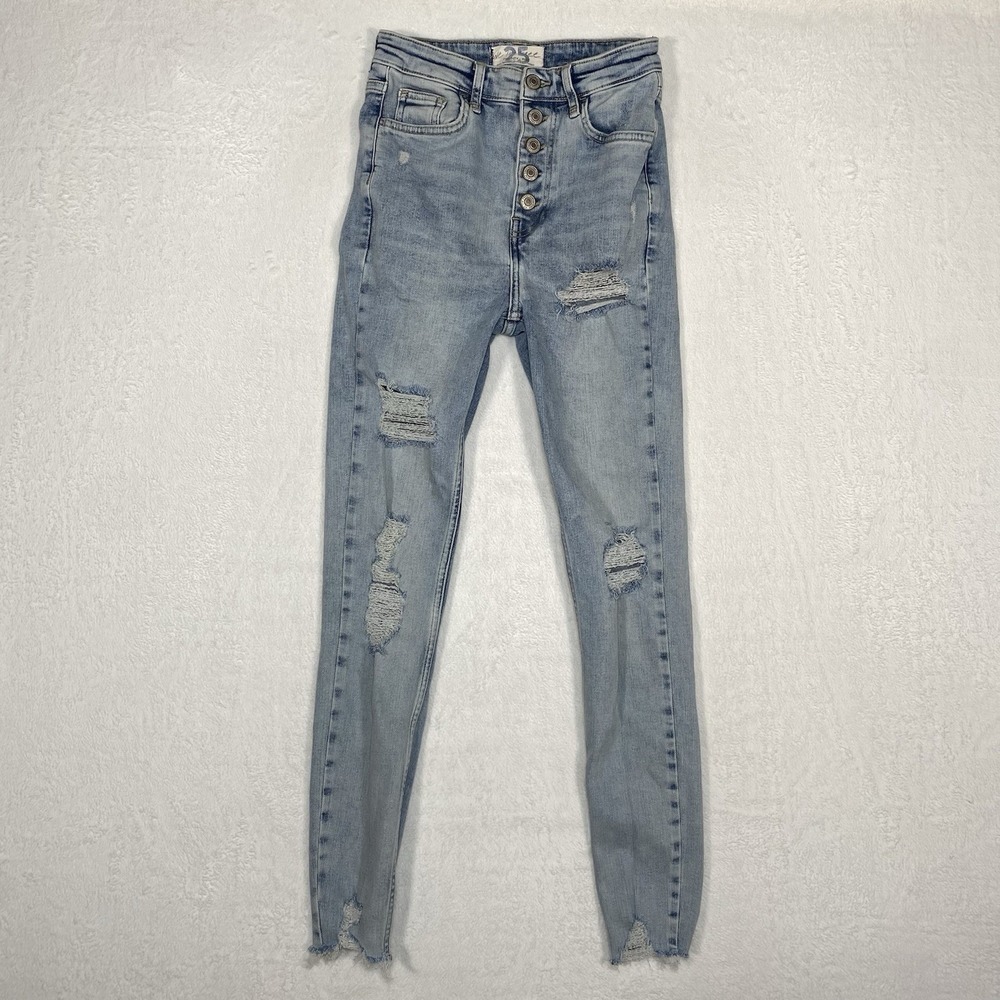 We The Free Jeans Womens 25 Rigid‎ Skinny Button Fly Blossom Distressed Slouchy